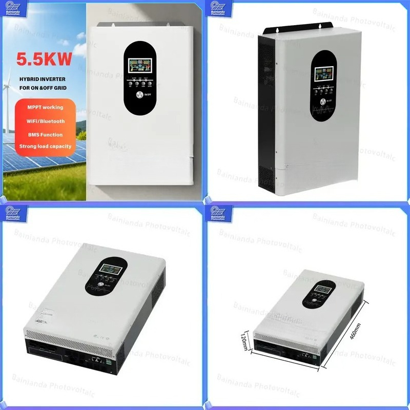 Hybrid Solar Inverter 5.5Kw Mppt 48V - อินเวอร์เตอร์พลังงานแสงอาทิตย์แบบไฮบริด 3kW 5.5kW ระบบพลังงานแสงอาทิตย์และพลังงานลมแบบออฟกริด 110V 220V