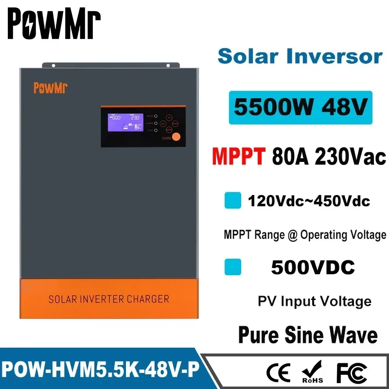 อินเวอร์เตอร์พลังงานแสงอาทิตย์ - Hybrid Solar Inverter 5.5Kw Mppt 48V บทวิจารณ์และราคา