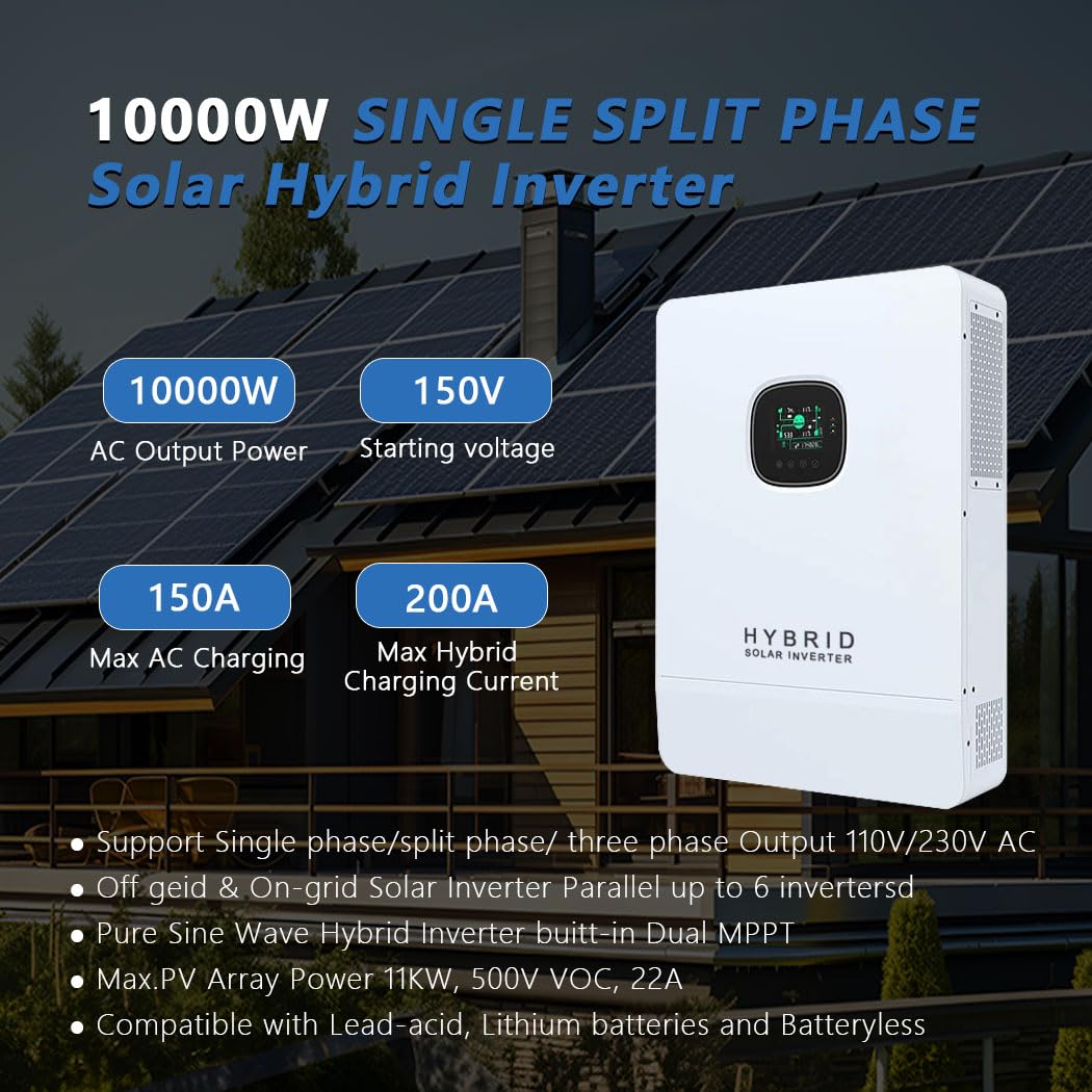 Y & H 10KW HYBRID SOLAR INVERT - Split Phase Inverter 10Kw 110V 220V บทวิจารณ์และราคา