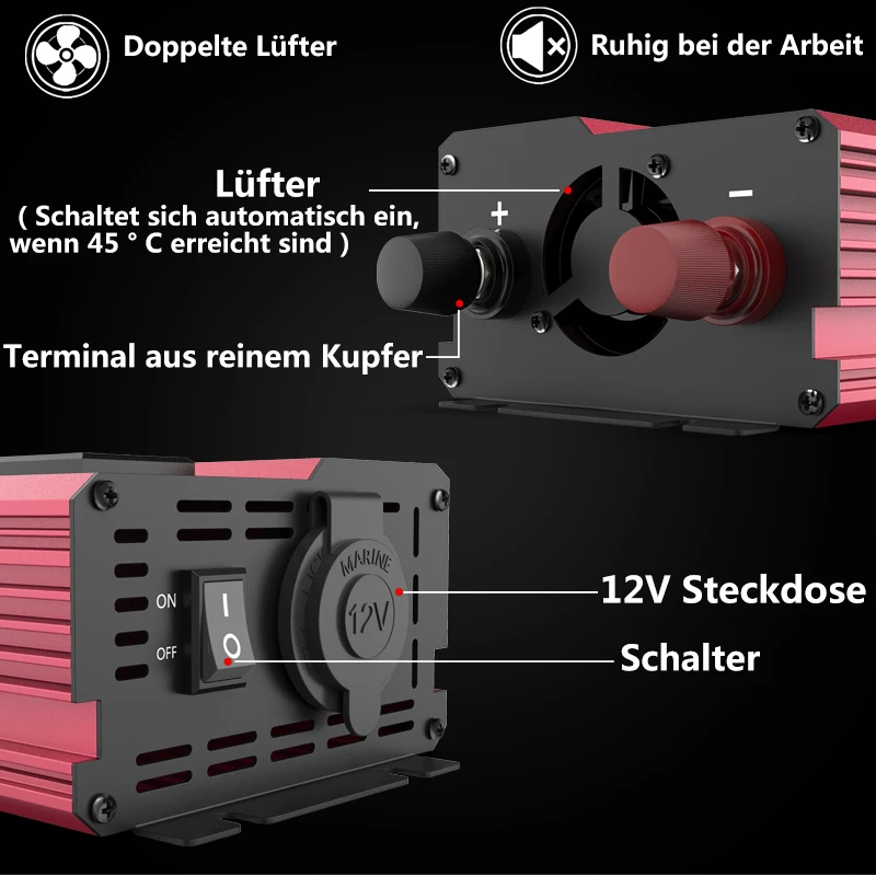อินเวอร์เตอร์แปลงไฟ 12V เป็น 2 - Power Inverter 12V 220V 4000W Continuous บทวิจารณ์และราคา