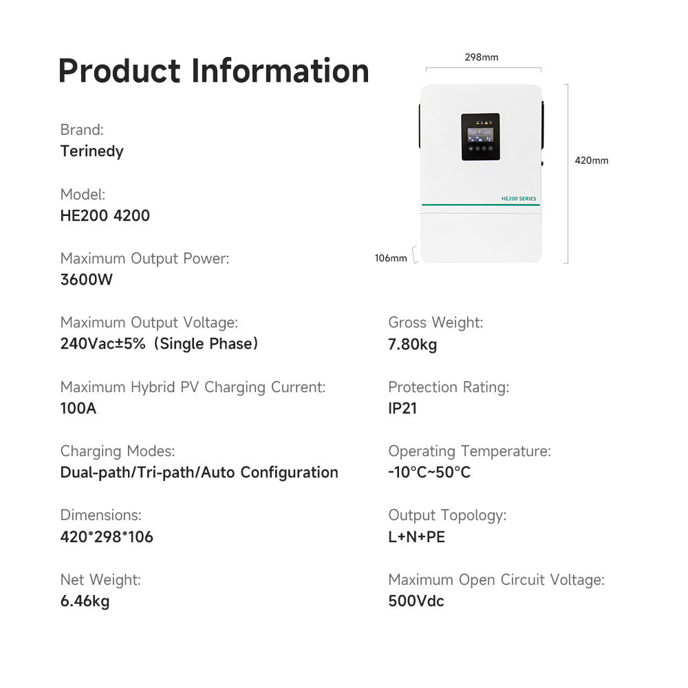 อินเวอร์เตอร์พลังงานแสงอาทิตย์ - Hybrid Solar Inverter 5.5Kw Mppt 48V บทวิจารณ์และราคา