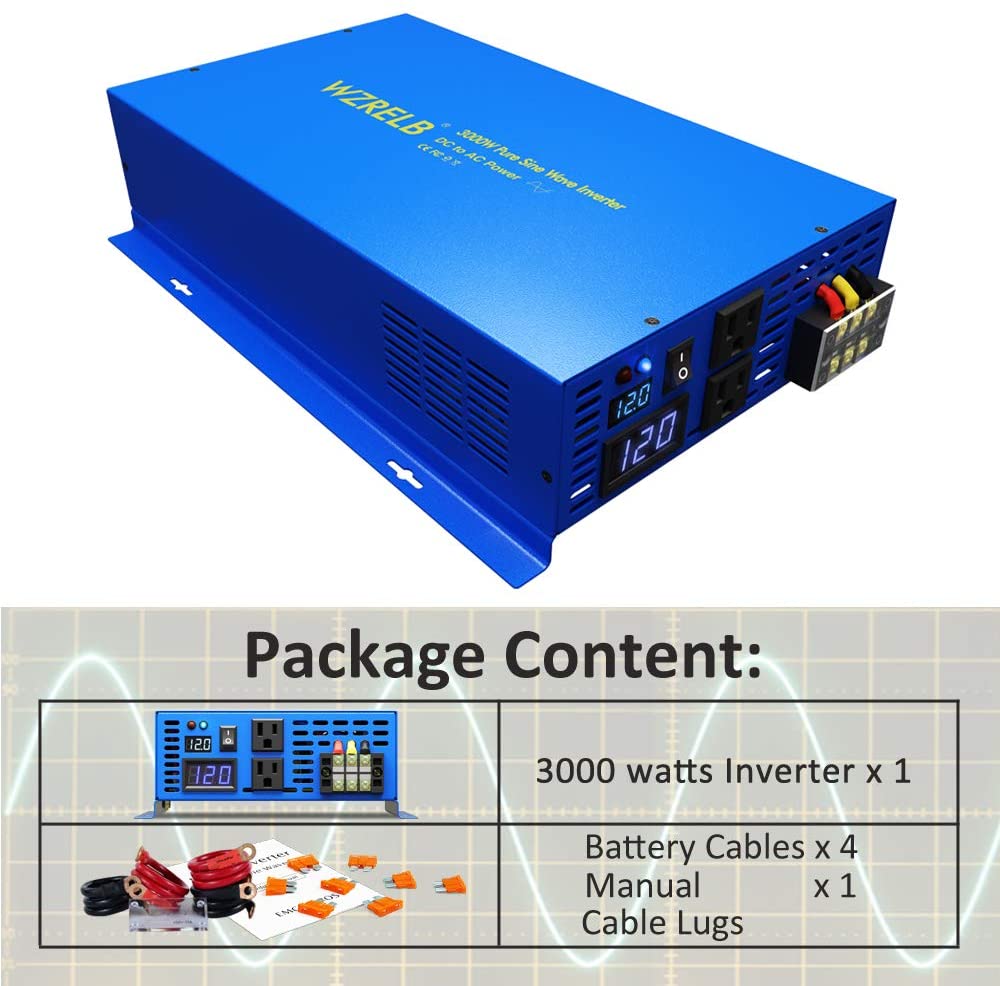 อินเวอร์เตอร์พลังงานคลื่นไซน์บ - Inverter Pure Sine Wave 60Hz 120V 3000W บทวิจารณ์และราคา