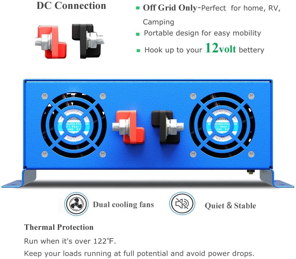 อินเวอร์เตอร์พลังงานคลื่นไซน์บ - Inverter Pure Sine Wave 60Hz 120V 3000W บทวิจารณ์และราคา