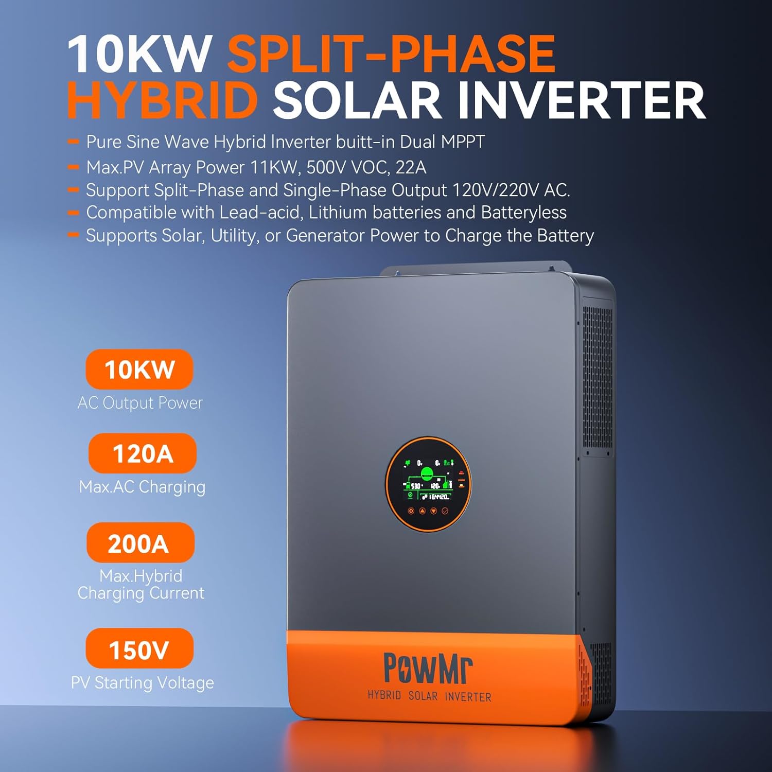 PowMr 10KW แยกเฟสอินเวอร์เตอร์ - Split Phase Inverter 10Kw 110V 220V บทวิจารณ์และราคา