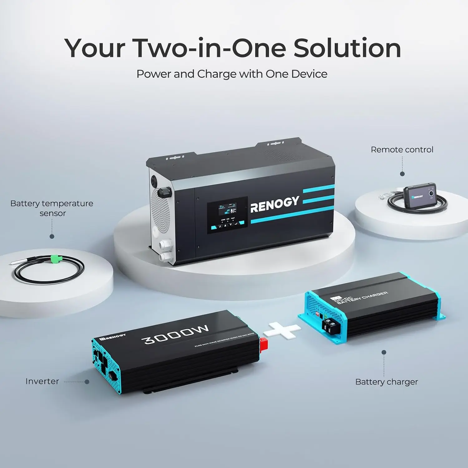 Renogy อินเวอร์เตอร์และเครื่อง - Rv Pure Sine Inverter Charger 3000W 12V บทวิจารณ์และราคา